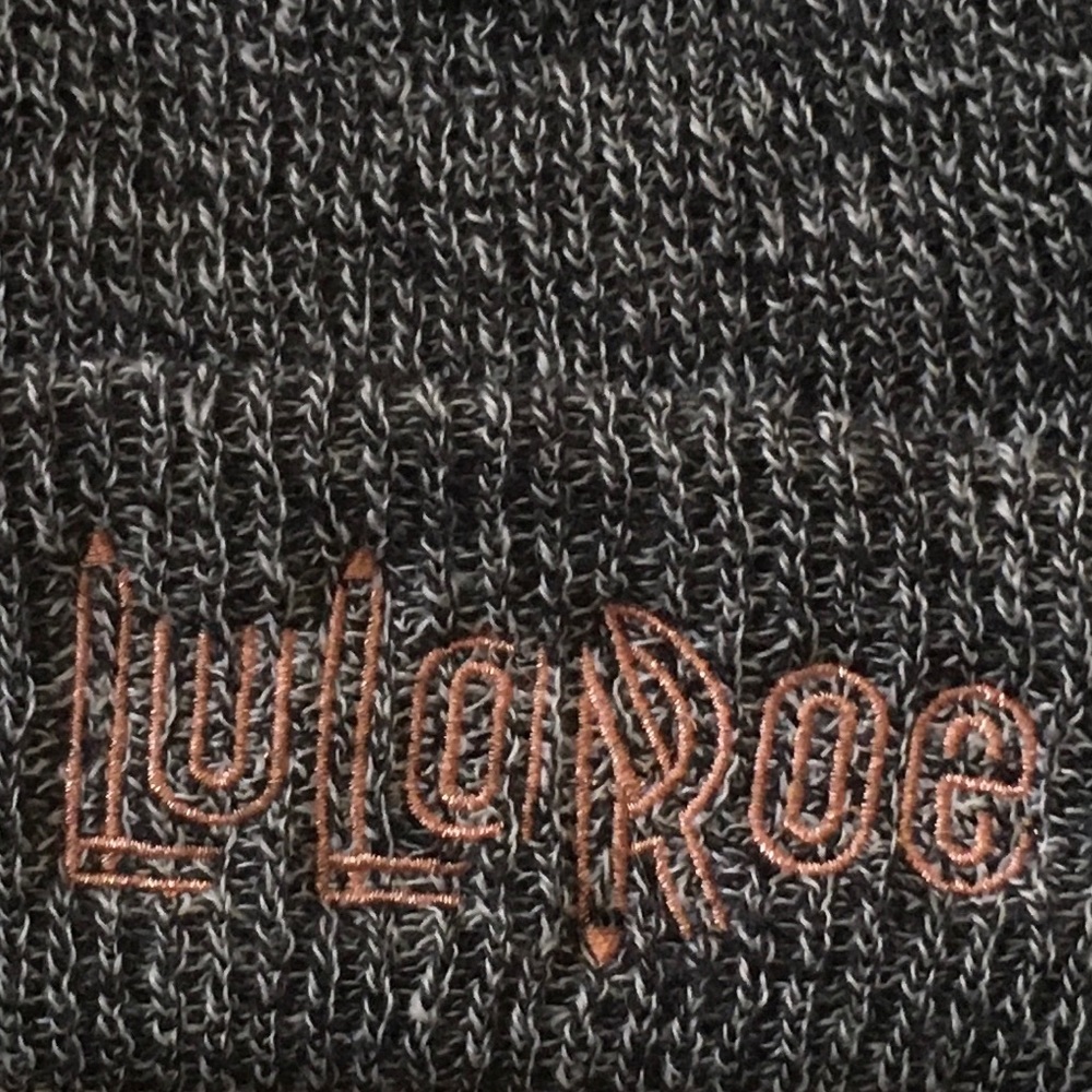 NWOT LuLaRoe beanie, black & white marbled with rose gold/pink embroidery